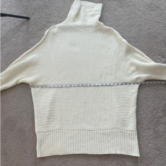 Free People Cocoa Sweater Oversized Tunic Mini Dress Cream Chunky Sz Large Stain - Picture 7 of 7